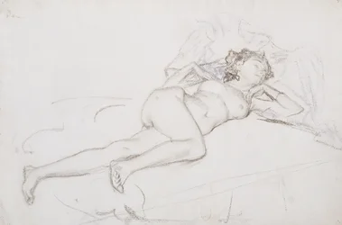 En sovende naken (pastell på papir)